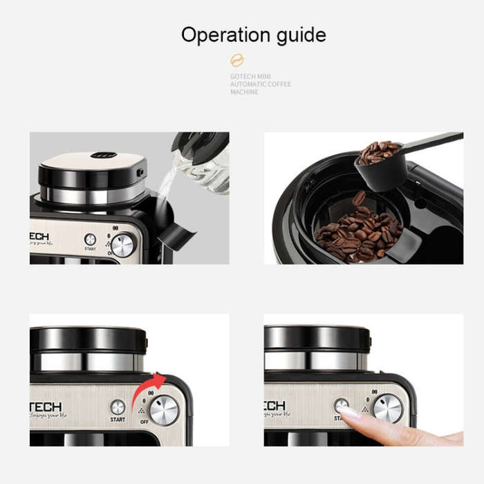 GOTECH Household Small Coffee Machine Automatic Grinding Integrated Commercial Freshly Ground Dri...