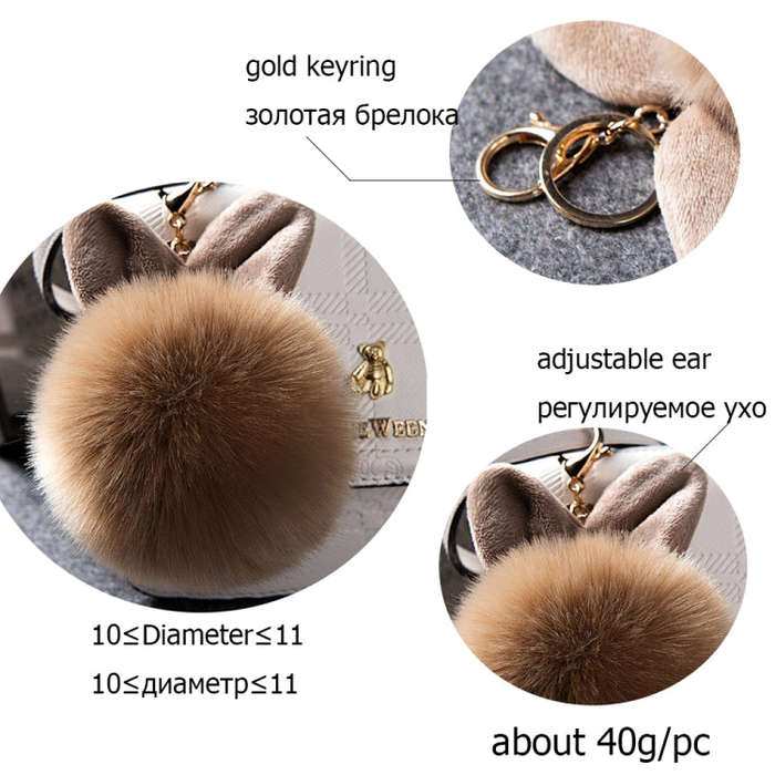 Fur Pom Keychains Fake Rabbit Fur Ball Keychain(white)