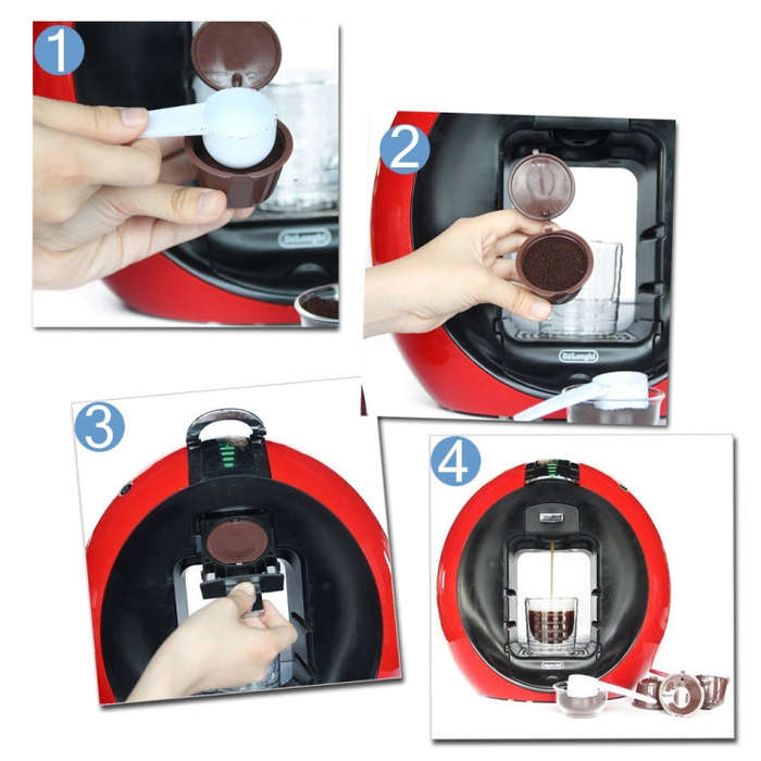 3pcs / Set Eco-friendly Reusable Coffee Capsule Set Food Grade Plastic PP Coffee Filter Baskets S...