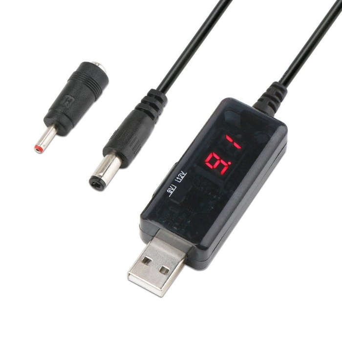 USB Boost Cable 5V Step Up to 9V 12V Adjustable Voltage Converter 1A Step-up Volt Transformer DC ...