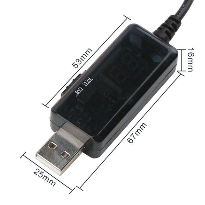 USB Boost Cable 5V Step Up to 9V 12V Adjustable Voltage Converter 1A Step-up Volt Transformer DC ...