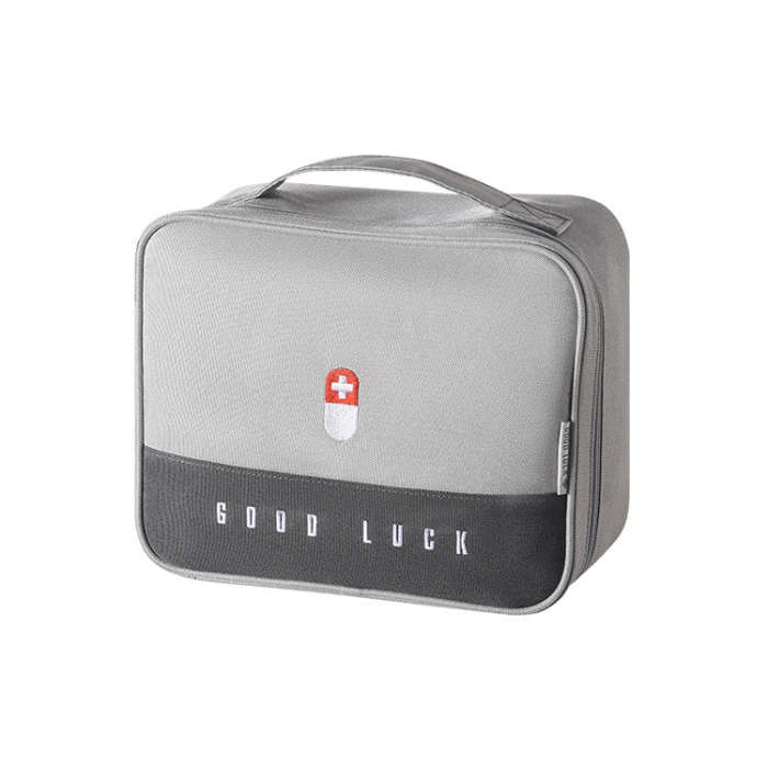 Thickened Large-Capacity Multifunctional Medicine Box Family Portable Storage Bag(Gray)