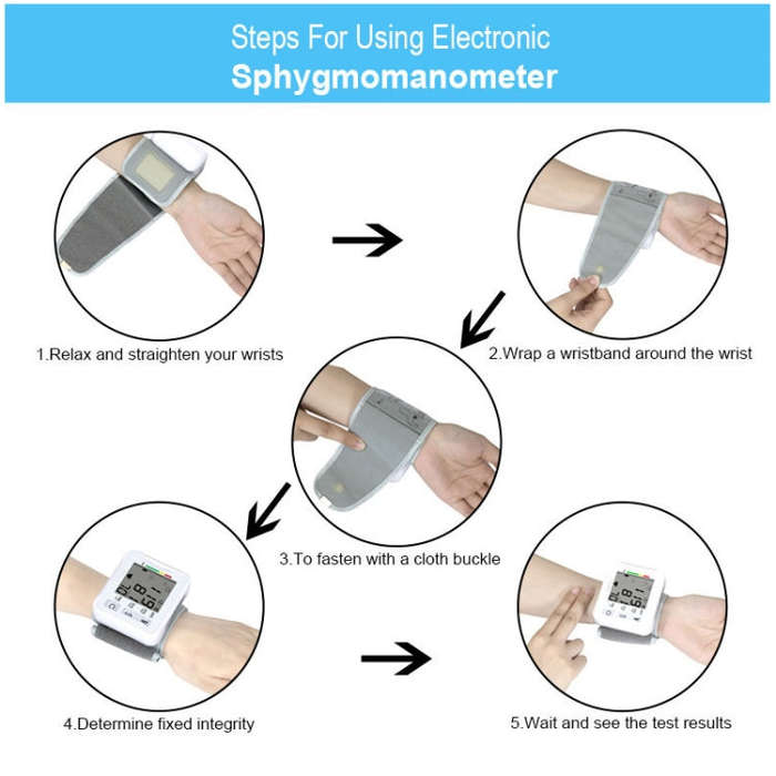 KWL-W01 Home Automatic Smart Wrist Electronic Sphygmomanometer, Style: English Without Voice(White)