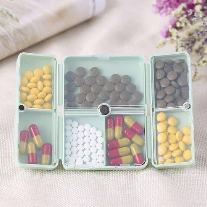 Folding Portable Sealed and Dispensing Small Pill Box(White)