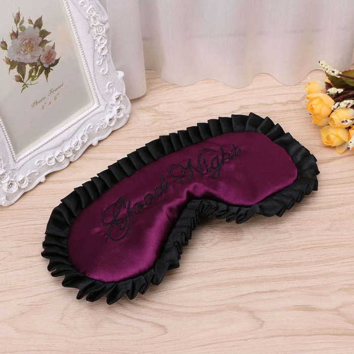 Comfortable Imitation Silk Satin Personalized Travel Sleep Mask Eye Cover(Purple)