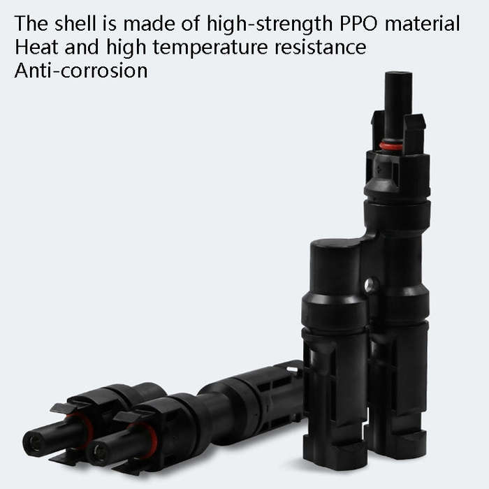 1 Pair MC4 Three-way T Type MC4 Photovoltaic Connector Solar Branch Connector Solar Panel Male An...