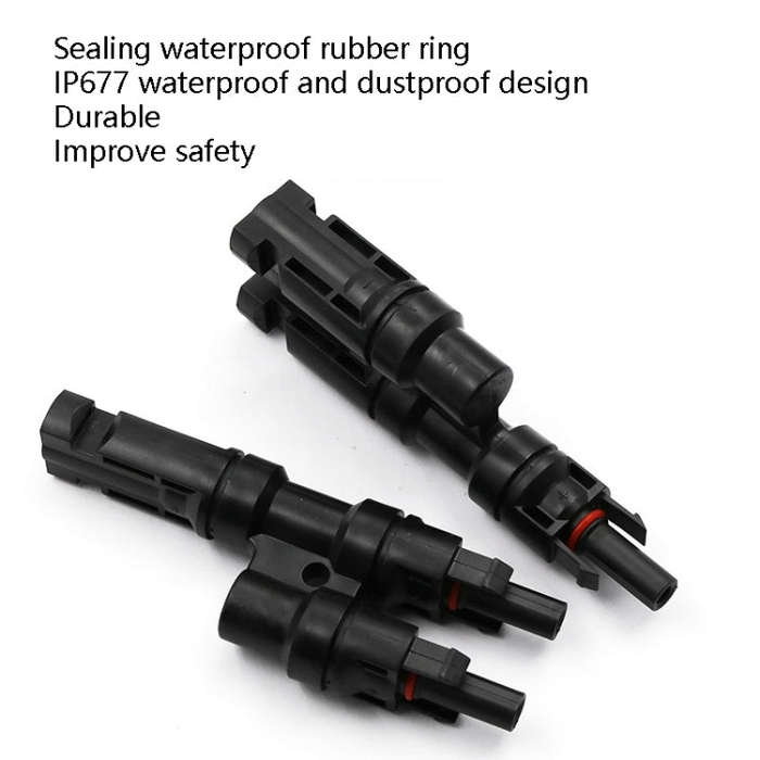 1 Pair MC4 Three-way T Type MC4 Photovoltaic Connector Solar Branch Connector Solar Panel Male An...