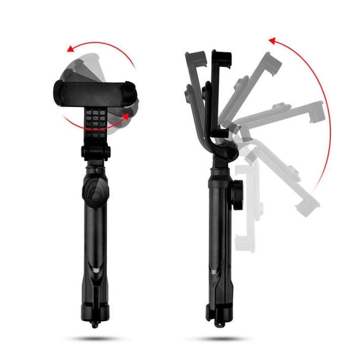 Bluetooth Tripod Selfie Stick Live Mobile Phone Holder(Black)