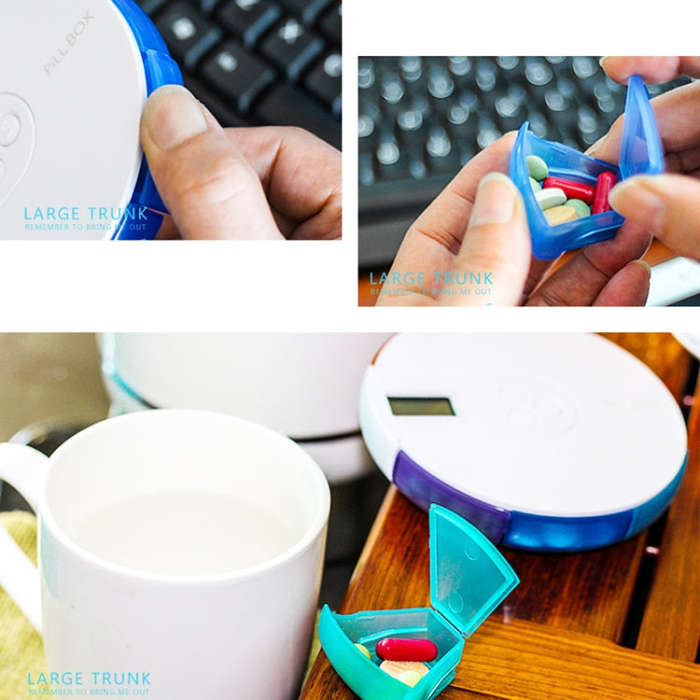 TF217 Portable Timing Reminder Dustproof Plastic Pill Box Pill Storage Box(Colorful)
