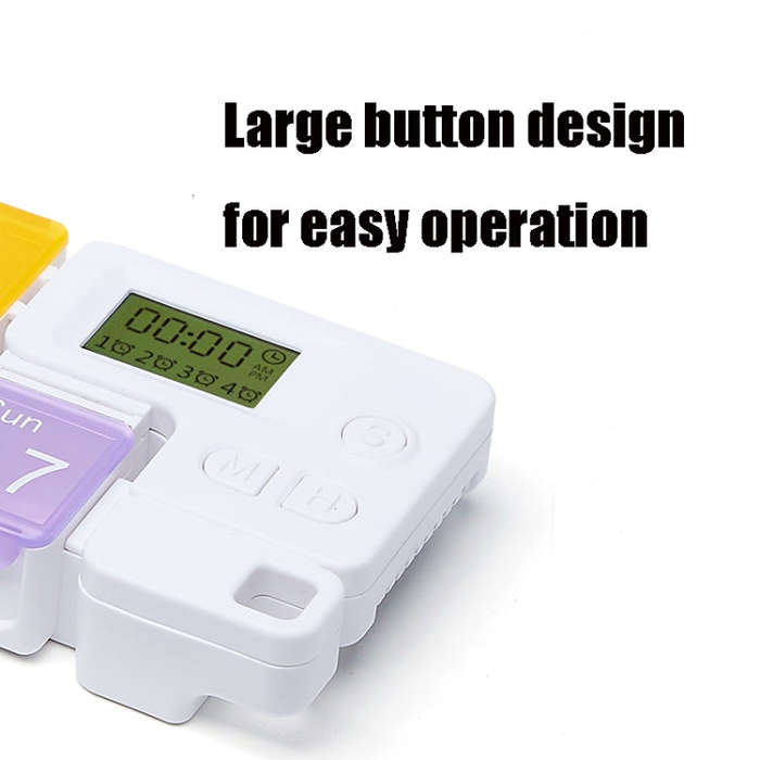 TF-248 7-Cell Smart Timing Reminder Plastic Pill Box Pill Storage Box(Colorful)