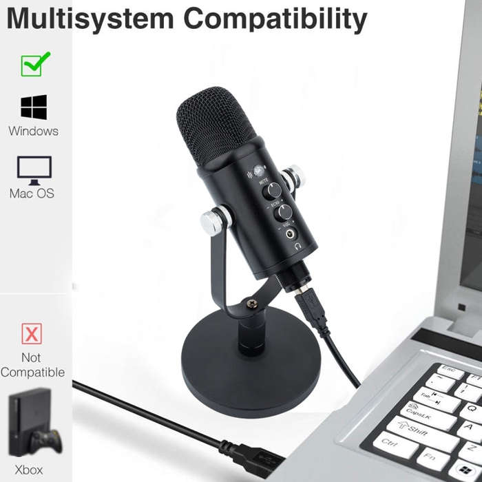 BM-86 USB Condenser Microphone Voice Recording Computer Microphone Live Broadcast Equipment Set, ...
