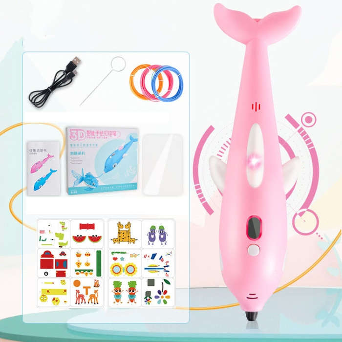 3D Printing Pen Three-Dimensional Painting Graffiti Brush(Pink)