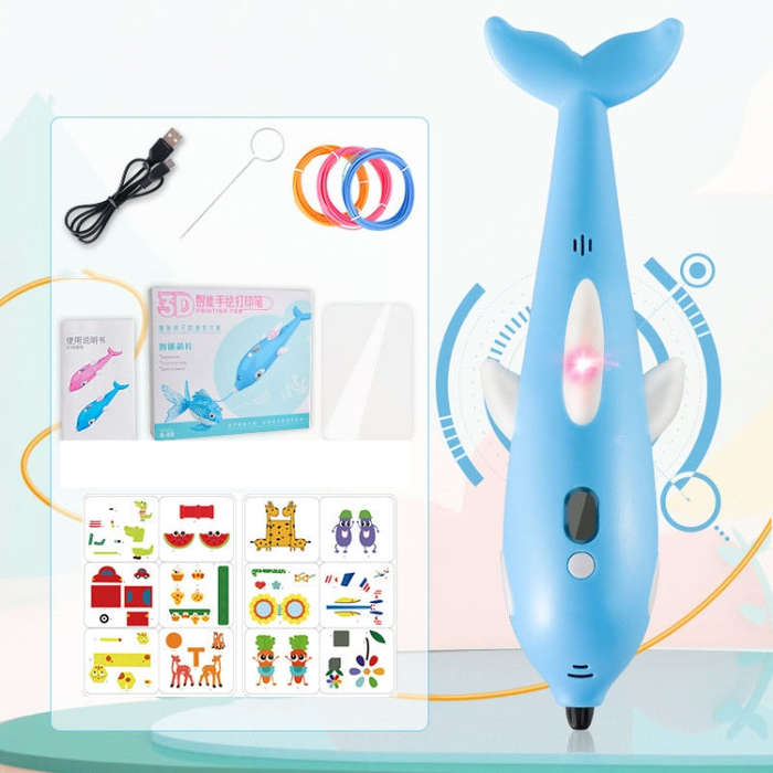 3D Printing Pen Three-Dimensional Painting Graffiti Brush(Blue)