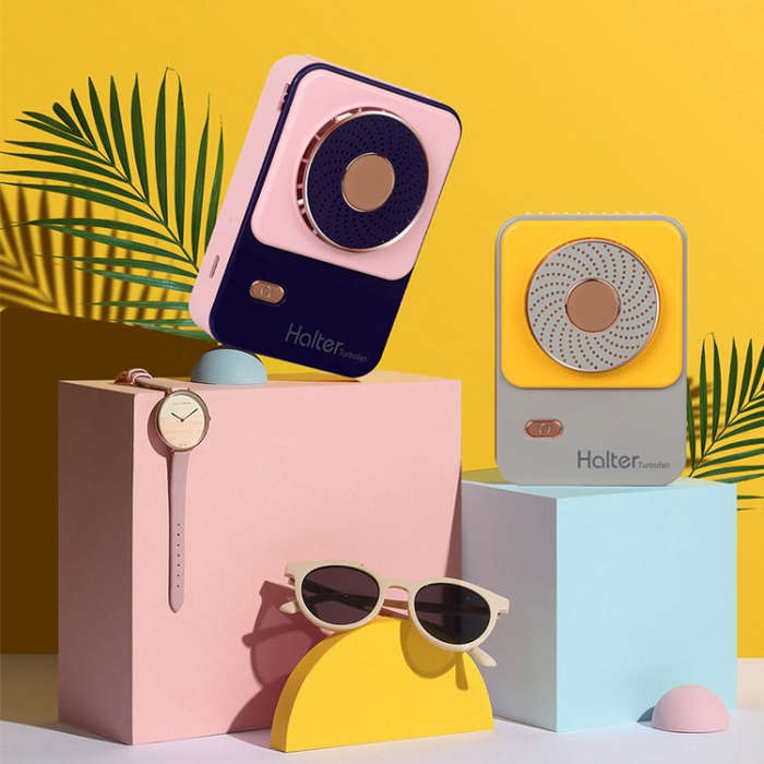 SHC-S03 USB Desktop Leafless Outdoor Sports Portable Lazy Hanging Neck Fan, Colour: Yellow