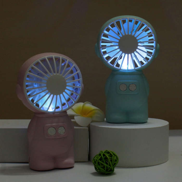 FY040 2 PCS Portable Outdoor USB Handheld Fan Desktop Office Mini Night Light Fan(Blue)