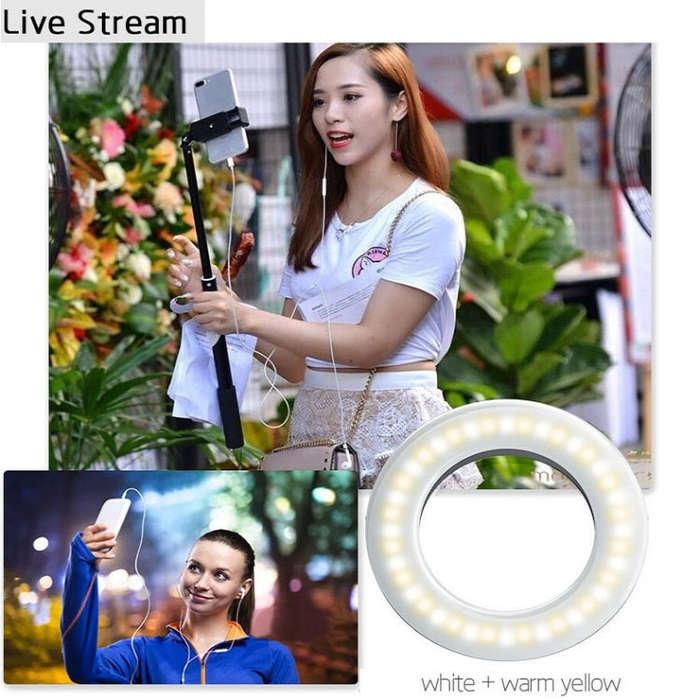 Mobile Phone Live Selfie Light LED Beauty Ring Fill Light(White)