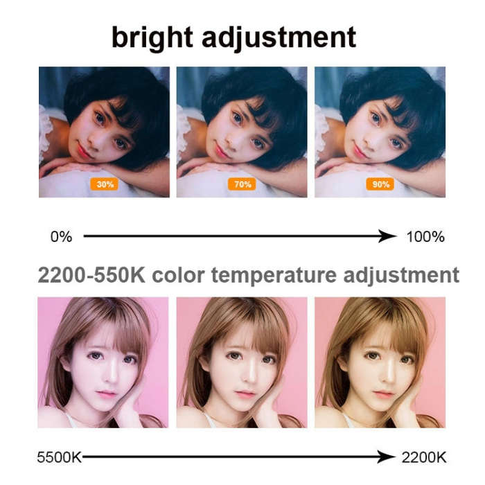 6 inch Strong Clip Fill Light With Adjustable Temperature LED Ring Light Desktop Computer Clip Li...