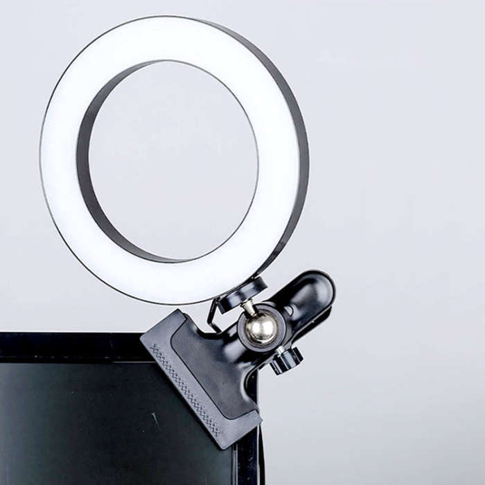 6 inch Strong Clip Fill Light With Adjustable Temperature LED Ring Light Desktop Computer Clip Li...