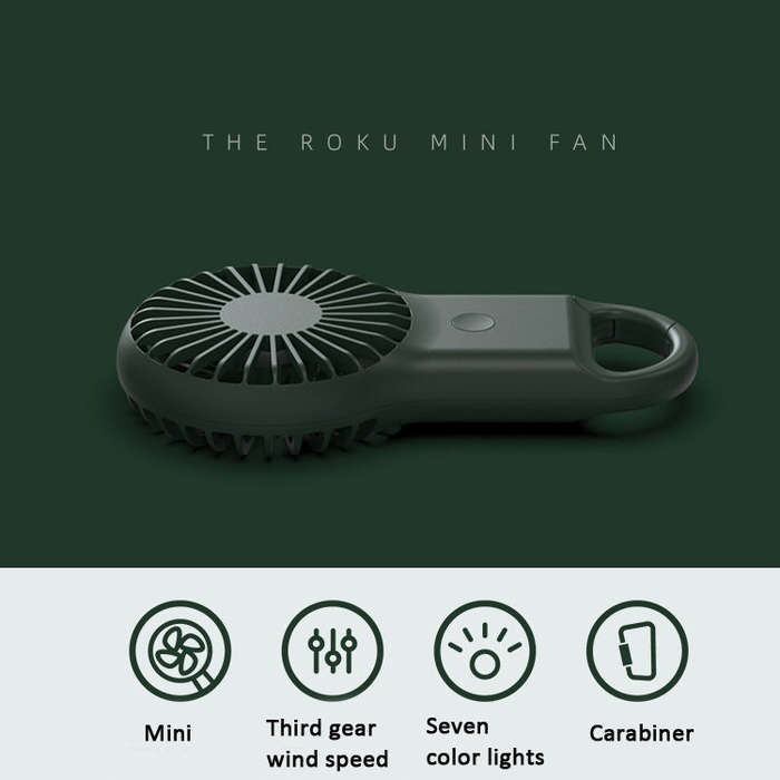 Handheld Pocket Mini Small Fan Portable Charging Outdoor USB Fan With 7 Color Light(Pink)