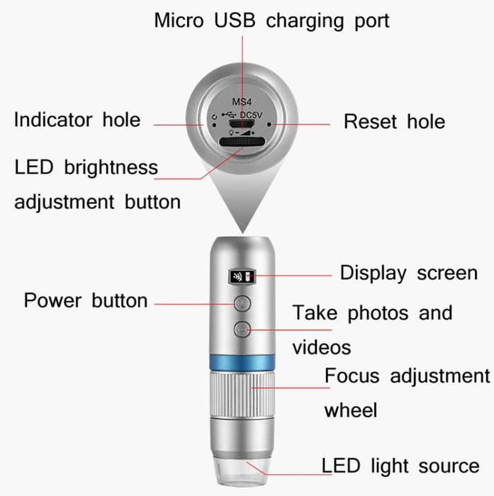 WIFI Wireless Electron Microscope 1080P HD Digital Maintenance Inspection Magnifying Glass