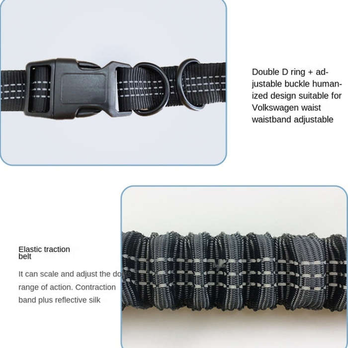 Running Reflective Double Telescopic Dog Rope Dog Chain Traction(Black D Ring Fluorescent Green)