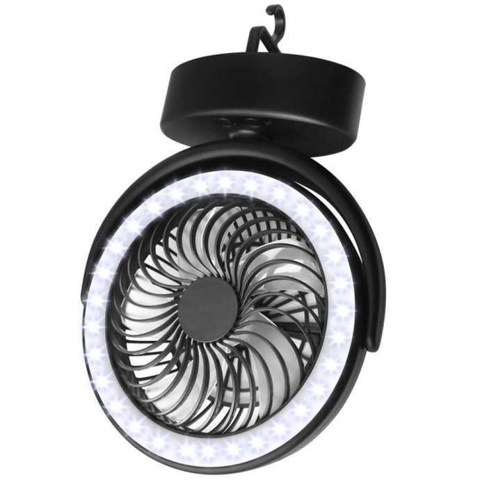 YQ-8004 USB Charging Outdoor Wild Camp Fan Multifunction Camping Tent LED Fan(Black)