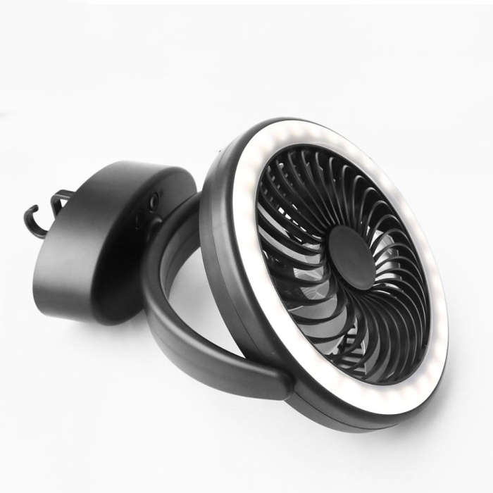YQ-8004 USB Charging Outdoor Wild Camp Fan Multifunction Camping Tent LED Fan(Black)
