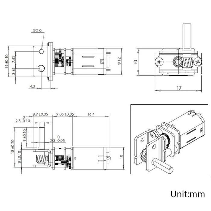 GW12N20 Worm Gear Low Speed Motor Ultra Mini Gear Power-Off Self-Locking Motor For Smart Car Robo...