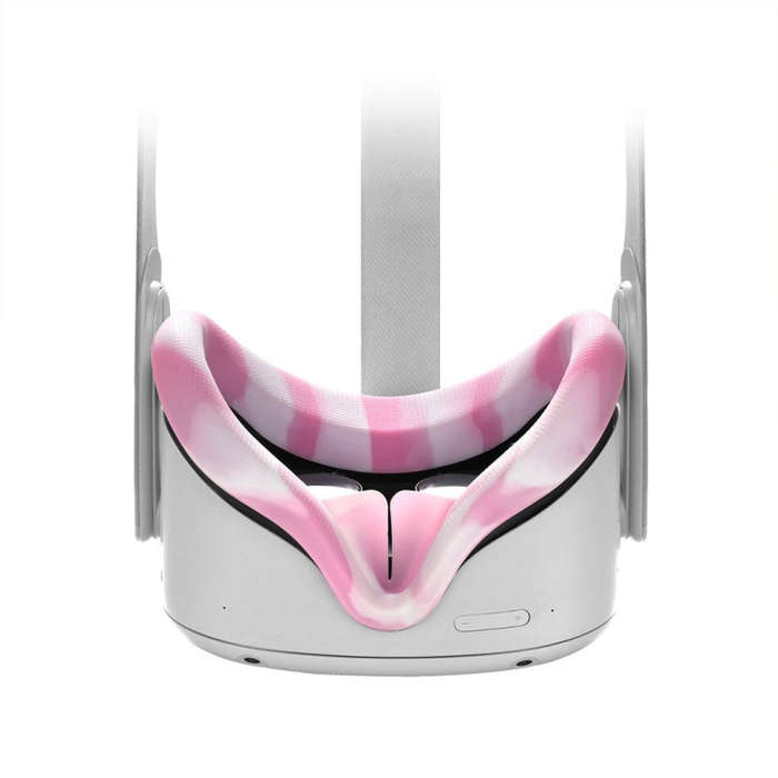 VR Silicone Eye Cover Anti-Sweat And Decontamination Color VR Goggles For Quest 2(White Pink)