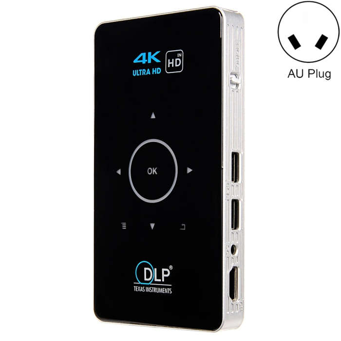 C6 2GB+32GB Android Smart DLP HD Projector Mini Wireless Projector, AU Plug (Black)