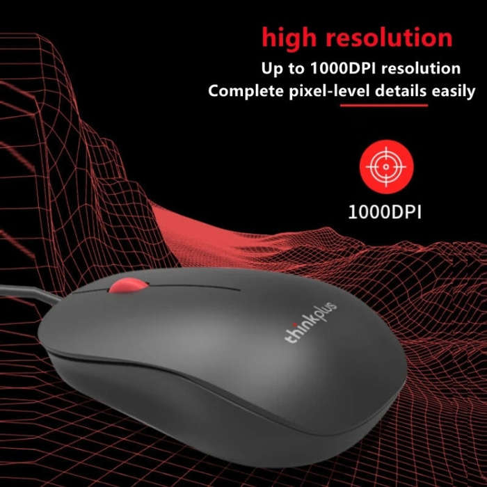 Lenovo Thinkplus M80 Office Lightweight Ergonomic Laptop Mouse, Specification: Wired