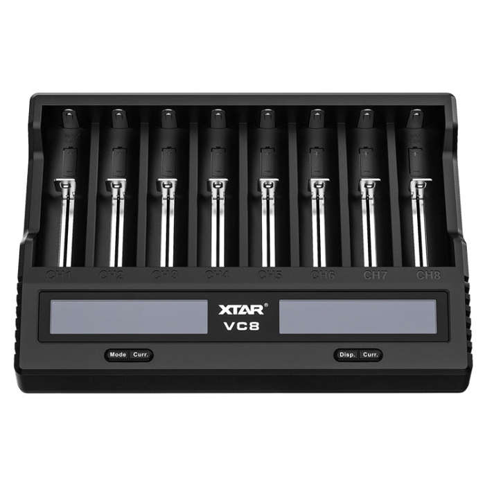 XTAR 8-Slot Battery Charger LCD Display Charger QC3.0 Type C Fast Charger for 21700 / 18650 Batte...