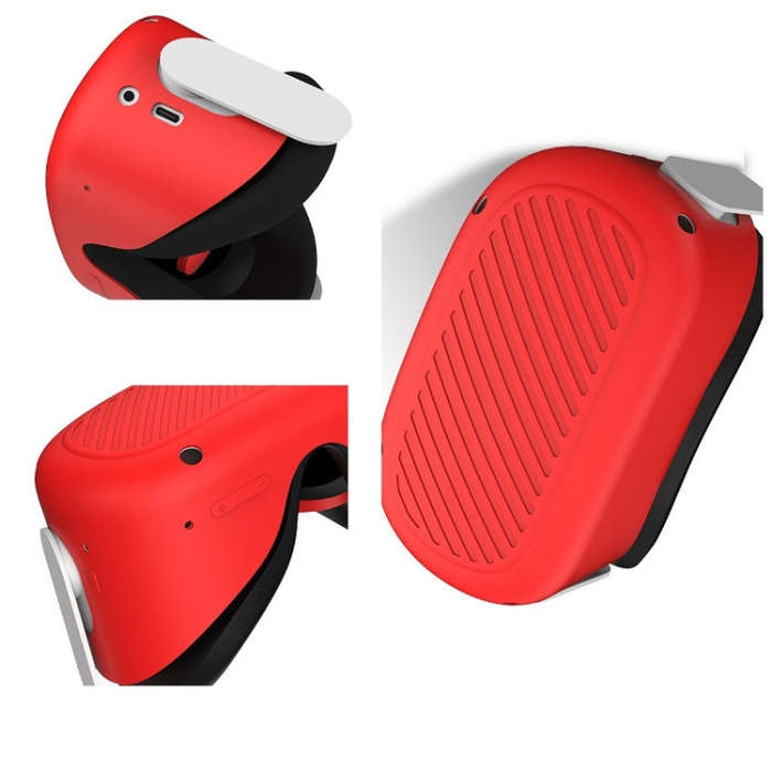 VR Glasses Silicone Waterproof Dust-Proof And Fall-Proof Protective Shell For Quest(Red)
