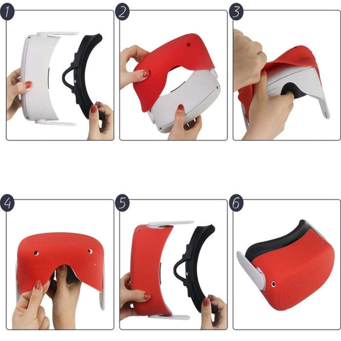 VR Glasses Silicone Waterproof Dust-Proof And Fall-Proof Protective Shell For Quest(Red)