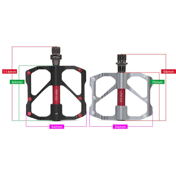 PD-R87C  1 Pair PROMEND Bicycle Road Bike Mountain Bike 3 Palin Carbon Fiber Bearing Pedal(Black)