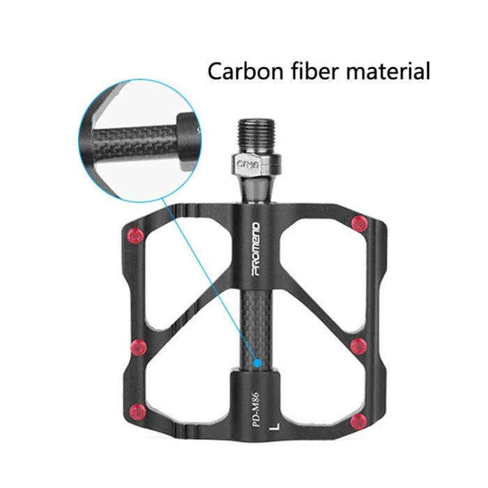PD-R87C  1 Pair PROMEND Bicycle Road Bike Mountain Bike 3 Palin Carbon Fiber Bearing Pedal(Silver)