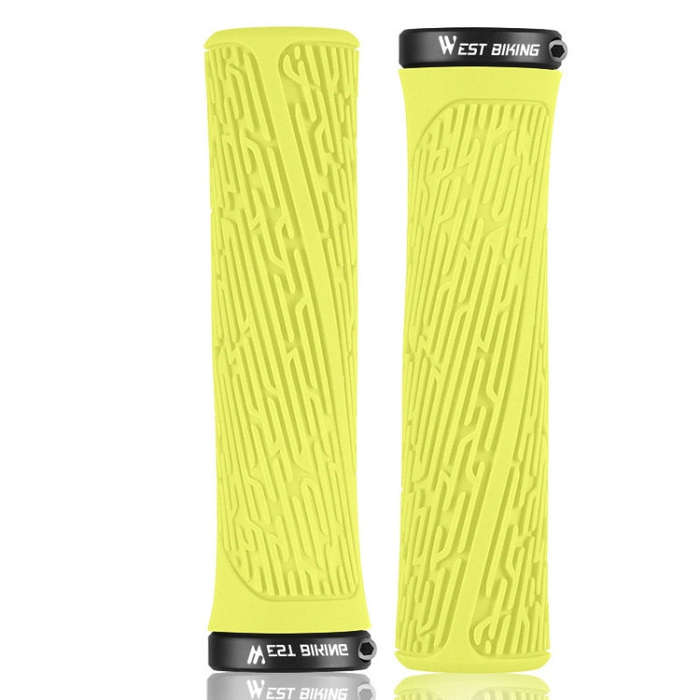 1 Pair WEST BIKING YP0804061 Bicycle Anti-Slip Shock Absorber Grip Mountain Bike Rubber Handlebar...