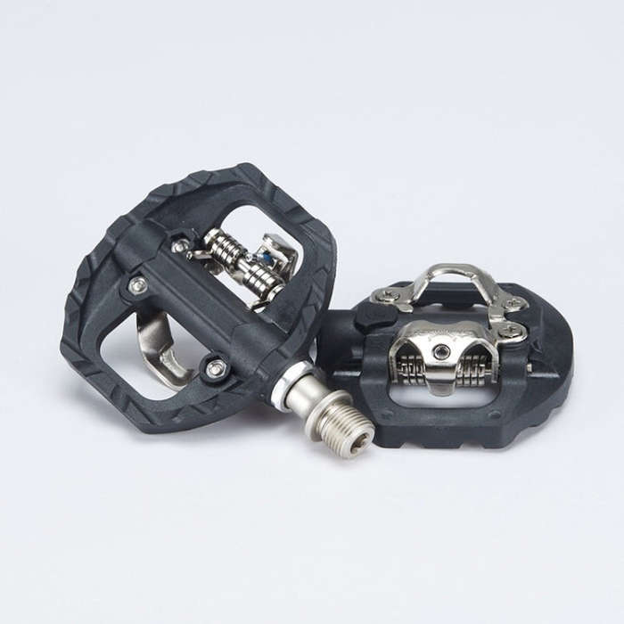 Bicycle Self-Locking Pedals Mountain Bike Locks Flat Pedals Dual-Purpose SPD Lock Pedals(Black)