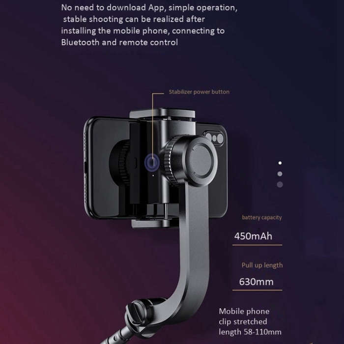 XYK-19017 Smart Anti-Shake Single Axis Stabilizer Retractable Mobile Phone Selfie Stick Video Liv...