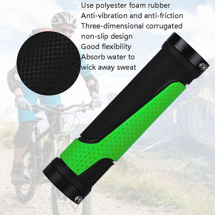 1pair BG-0404 Bicycle Rubber Handle Cover The Mountain Bike Bilateral Lock Dead Anti-Slip Handle ...