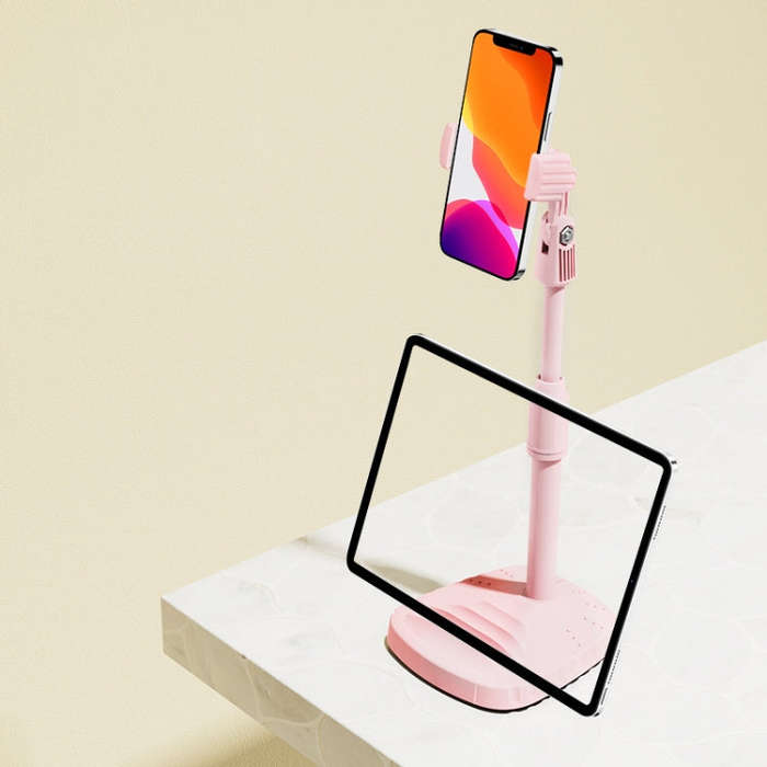 B7 Volcano Telescopic Live Bracket Tablet Phone Dual-Use Stand(Cherry Pink)