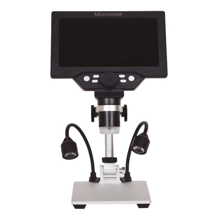 G1200D 7 Inch LCD Screen 1200X Portable Electronic Digital Desktop Stand Microscope(US Plug With ...