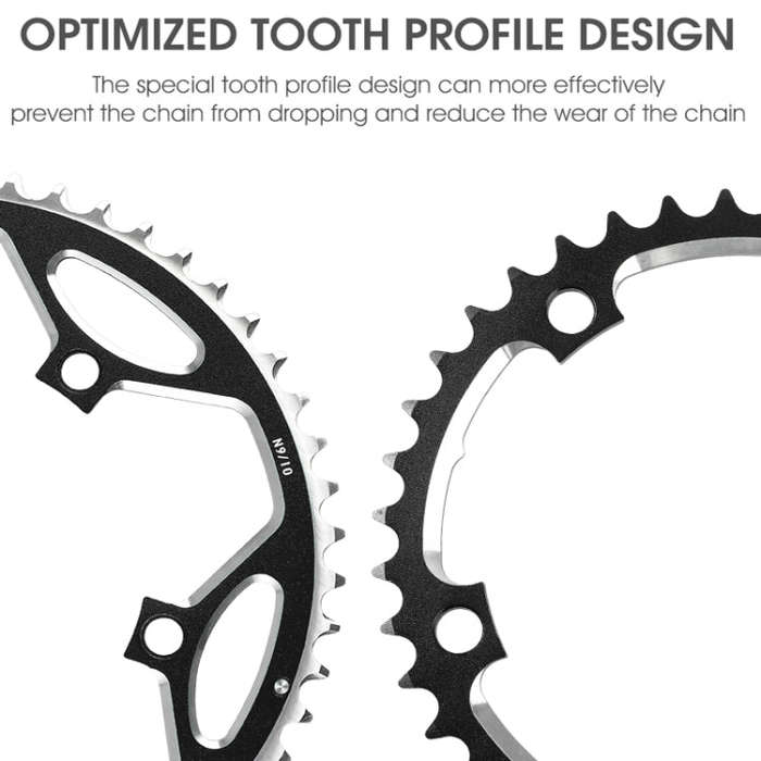 WEST BIKING 2-Piece 53t-39t Road Bike Aluminum Alloy Gear(Black)