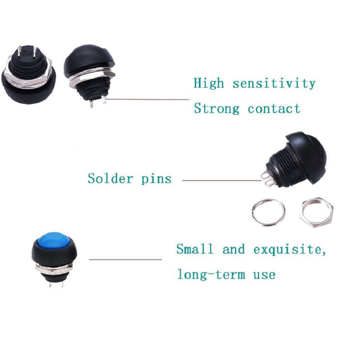 10 PCS Small Waterproof Self-Reset Button Switch(Orange)