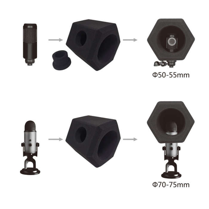 TEYUN Small Microphone Recording Noise Reduction Soundproof Cover