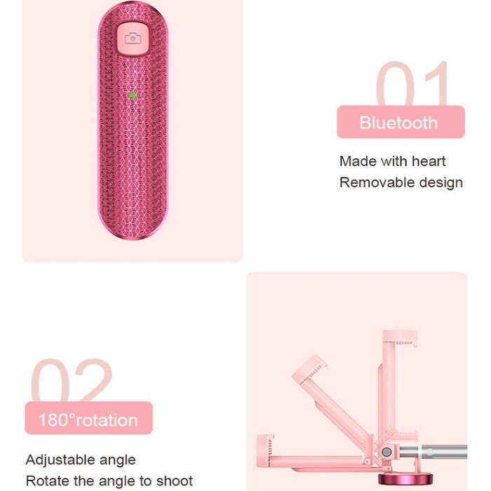 CYKE N-MY Integrated Tripod Bluetooth Live Selfie Stick(Pink)