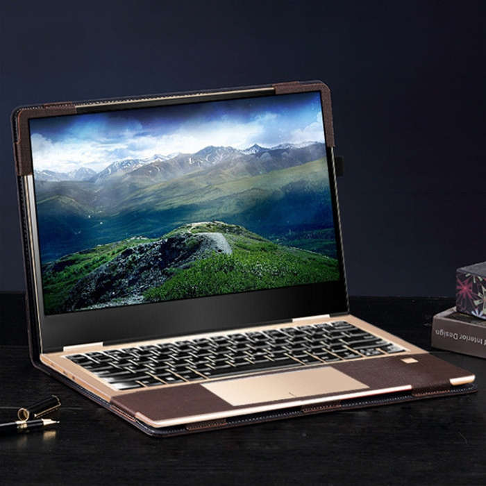 Laptop PU Leather Protective Case For Lenovo Yoga 720-15(Business Brown)