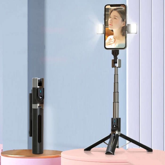 Mobile Phone Tripod Bluetooth Remote Control Live Selfie Stick, Specification: P96D2 Double Light
