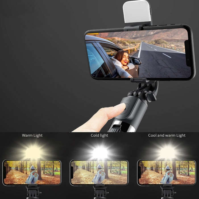 L03S Bluetooth Fill Light Tripod Integrated Selfie Stick(Black)