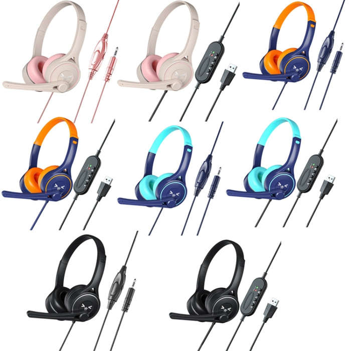 Soyto SY-G30 Online Class Computer Headset, Plug: 3.5mm (Blue Orange)